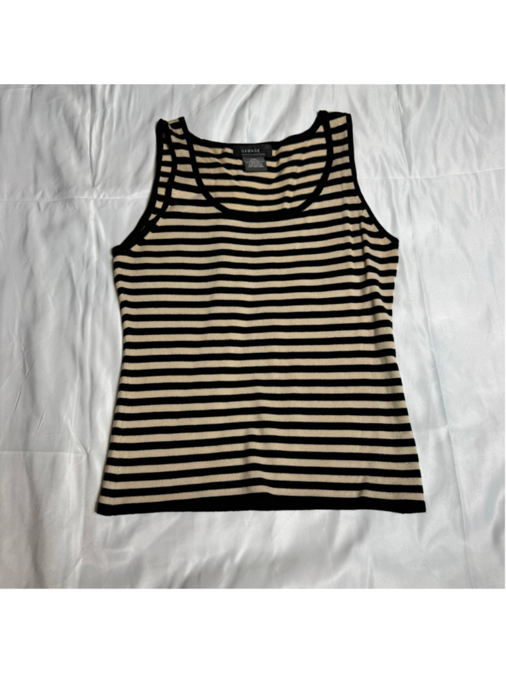 Women's George Striped Tank Top Black Beige Size M